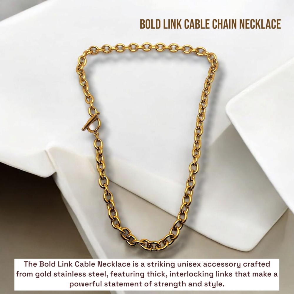 Gold Link Cable Chain Necklace